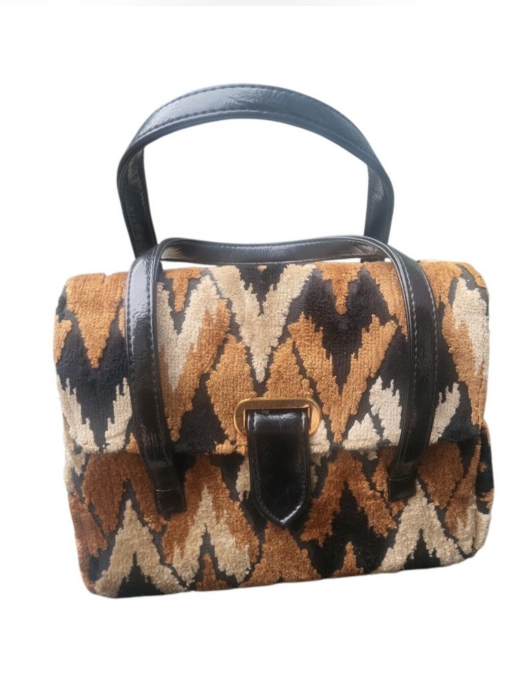 Vintage 60's  JR Mod Geometric Carpet Top Handle Bag